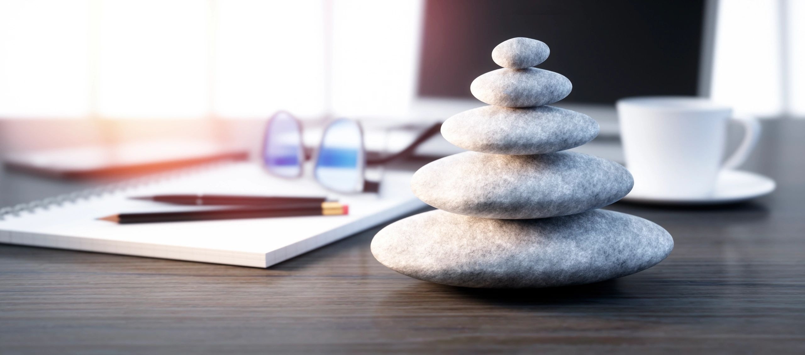 Balanced stones representing clarity